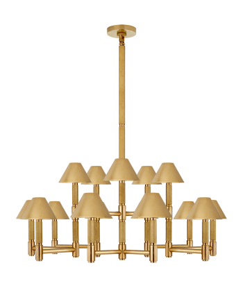 Barrett Large Brass Chandelier with Brass Lampshade du meilleur 