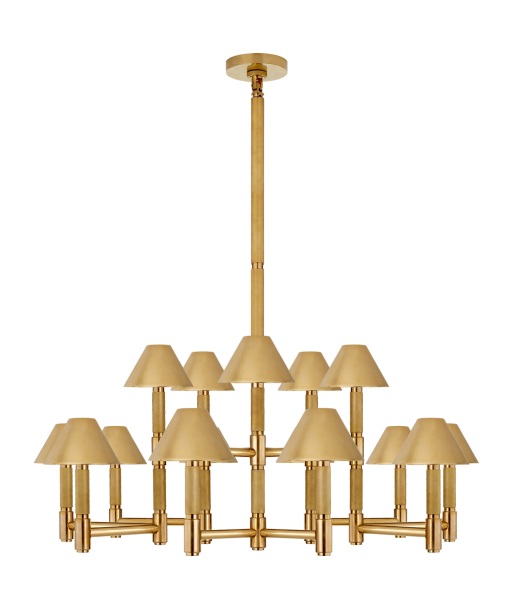 Barrett Large Brass Chandelier with Brass Lampshade du meilleur 