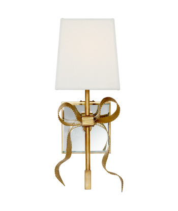 Ellery Gros-Grain Bow Small Wall Lamp Cream Linen/Brass sélection de produits