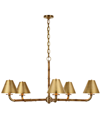 Dalfern Large Brass Chandelier with Brass Lampshade d'Europe débarque