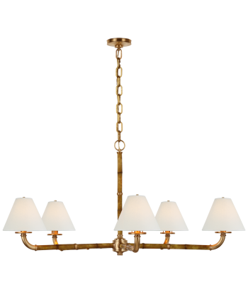 Dalfern Large Brass Chandelier with White Lampshade pas cher 