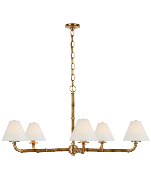 Dalfern Large Brass Chandelier with White Lampshade pas cher 