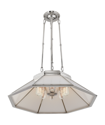 Rivington Chandelier Medium Nickel White Glass Dans la société mordern