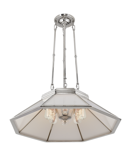 Rivington Chandelier Medium Nickel White Glass Dans la société mordern