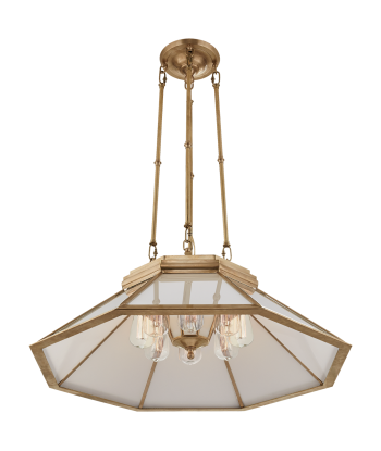 Rivington Medium Brass Chandelier White Glass En savoir plus