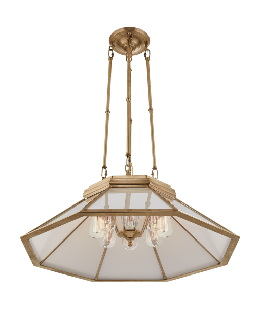 Rivington Medium Brass Chandelier White Glass En savoir plus