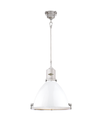 Fulton Medium Nickel Enamel White Pendant Light commande en ligne