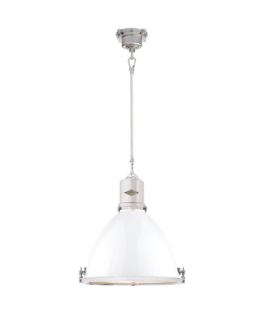 Fulton Medium Nickel Enamel White Pendant Light commande en ligne