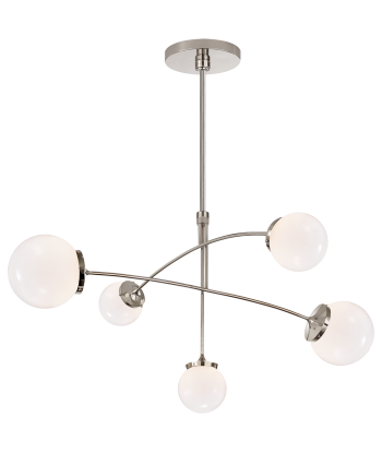 Prescott Mobile Medium Candlestick White Glass / Brass du meilleur 