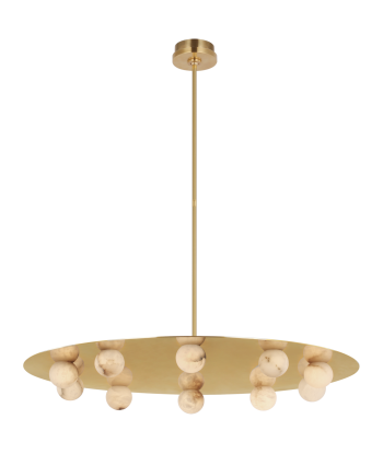 Pertica Chandelier 36'' Ten Lights Antique Brass Alabaster store