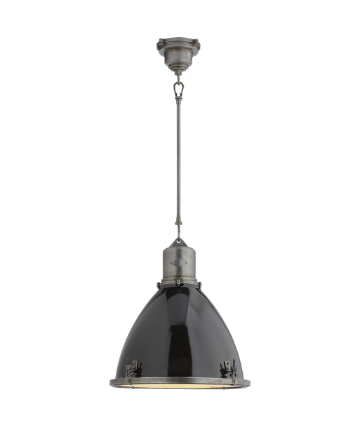 Fulton Medium Pendant Light Industrial Steel Black de pas cher