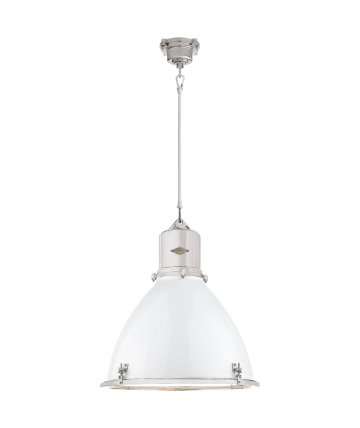 Fulton Pendant Lamp Large Nickel Enamel White 50% de réduction en Octobre 2024