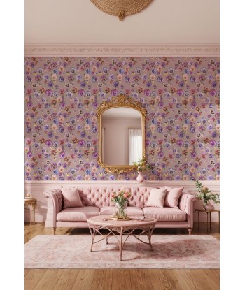 PLETHORA OF PANSIES Bruised Pink Wallpaper acheter en ligne