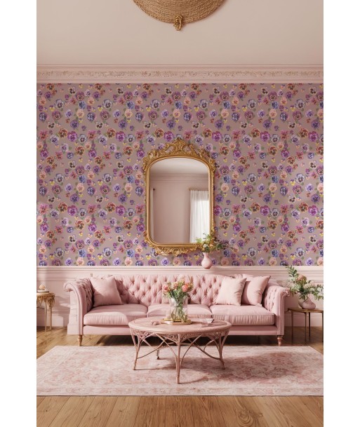 PLETHORA OF PANSIES Bruised Pink Wallpaper acheter en ligne