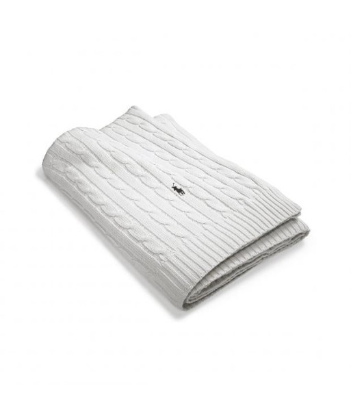 Plaid Cable Coton Blanc destockage