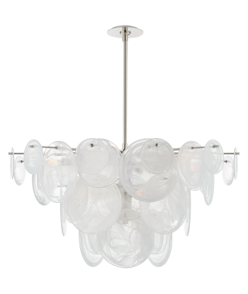 Loire Chandelier Large Nickel White Ribbed Glass vente chaude votre 