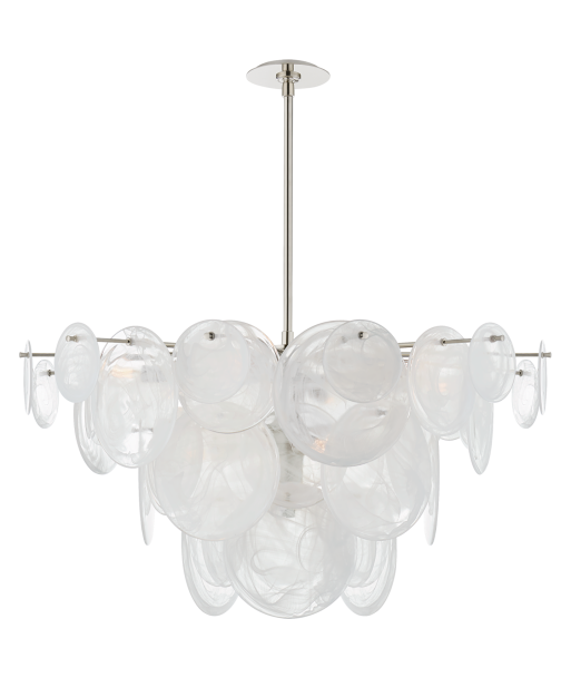 Loire Chandelier Large Nickel White Ribbed Glass vente chaude votre 