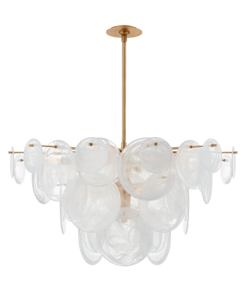 Large Loire Chandelier Gold White Ribbed Glass store