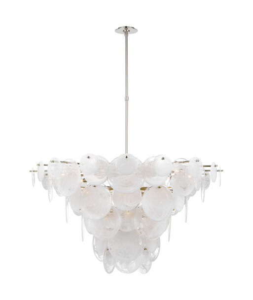 Extra Large Loire Chandelier Nickel White Ribbed Glass pas cher 