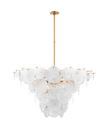 Extra Large Loire Chandelier Gold White Ribbed Glass français