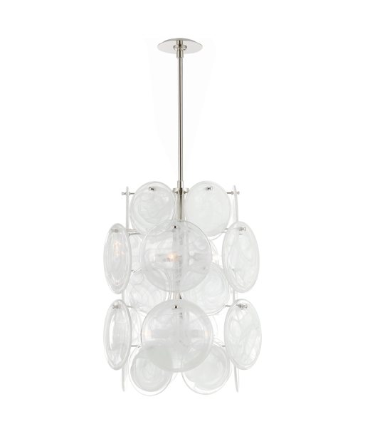 Loire Chandelier Medium Barrel Nickel White Ribbed Glass Toutes les collections ici