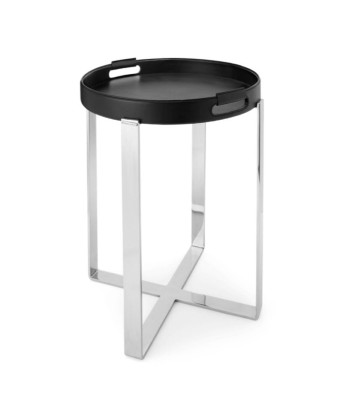 Petite table Wyatt Cuir et Laiton Noir/Argent meilleur choix