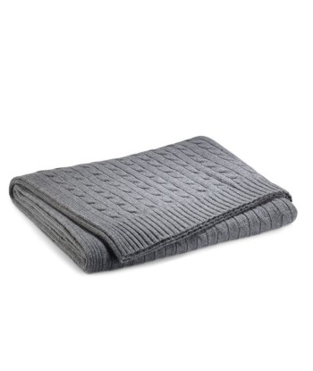 Plaid Cable Cachemire torsadé Dark Heather Grey pas cheres