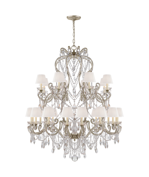 Adrianna Large Antique Silver Leaf Chandelier Venez acheter