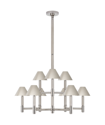 Barrett Medium Nickel Chandelier Nickel Lampshade Livraison rapide