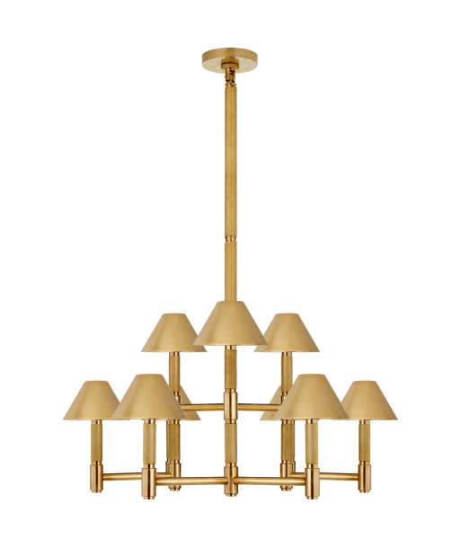 Barrett Medium Brass Chandelier with Brass Lampshade est présent 